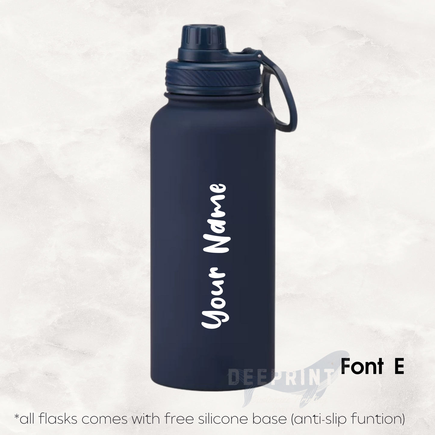 Screw Lid Thermos Flask 1000ml - Navy Blue