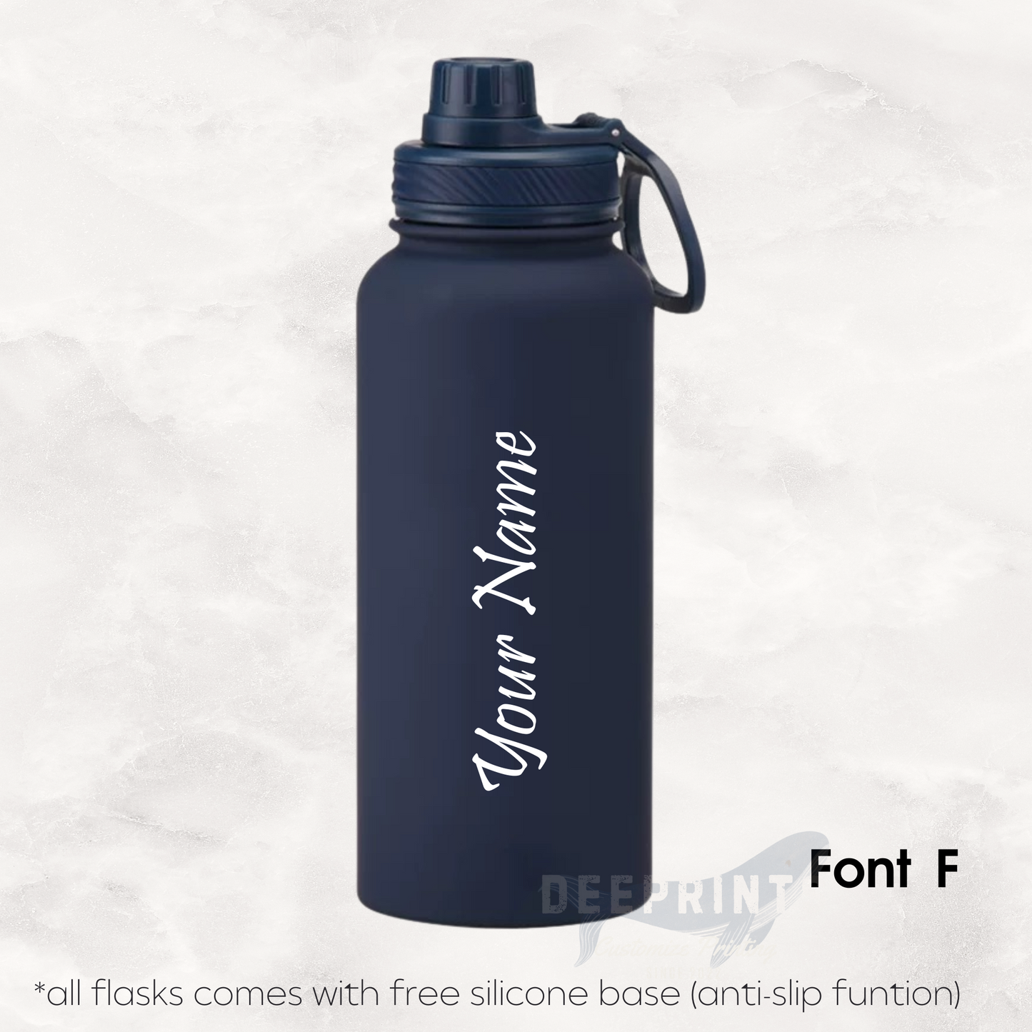 Screw Lid Thermos Flask 1000ml - Navy Blue