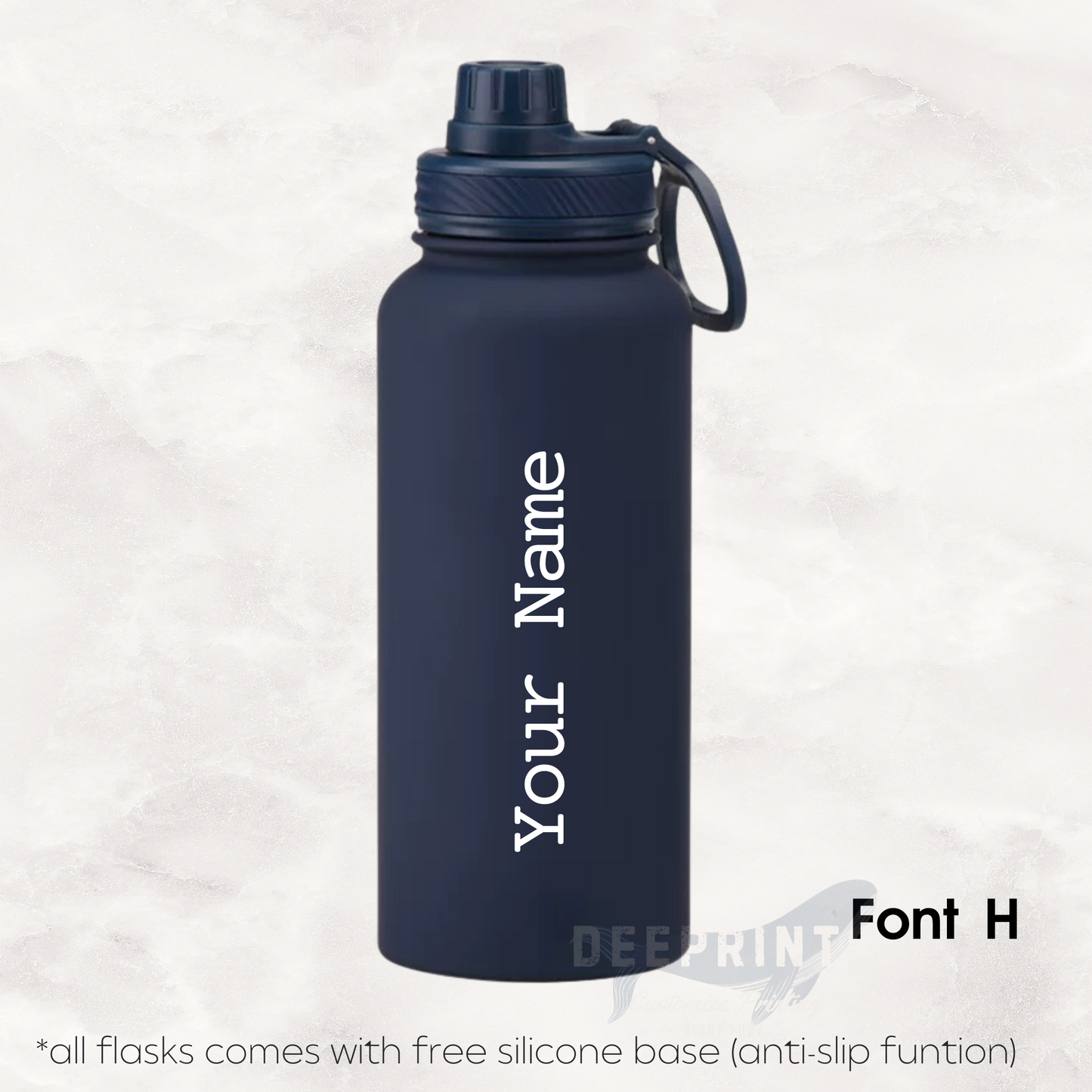 Screw Lid Thermos Flask 1000ml - Navy Blue