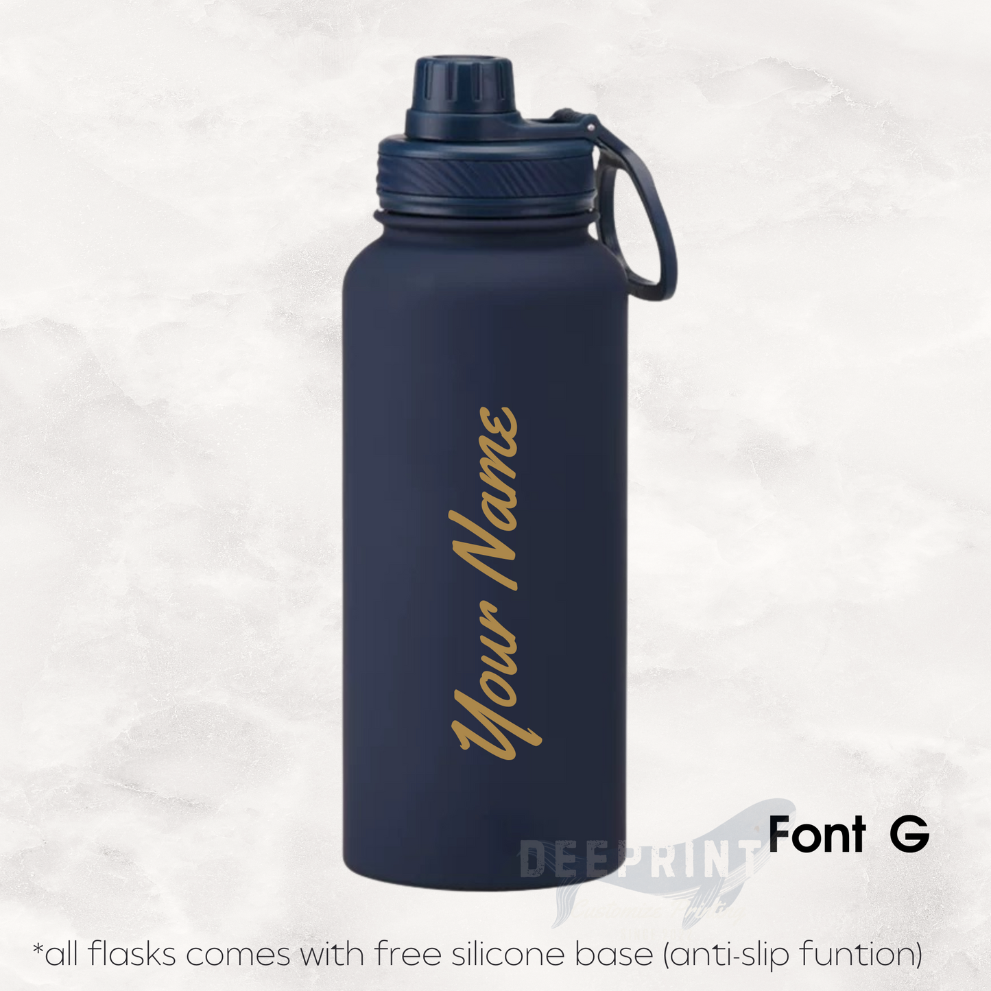Screw Lid Thermos Flask 1000ml - Navy Blue