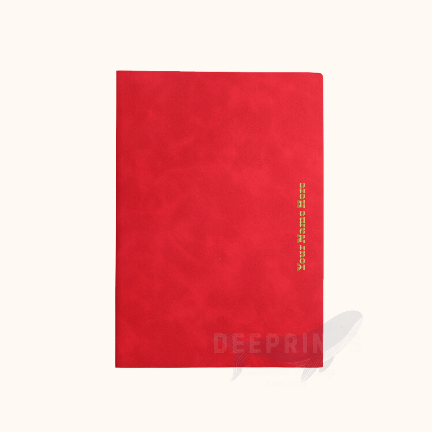 PU Notebook - Gold Foil Personalized Name - Red