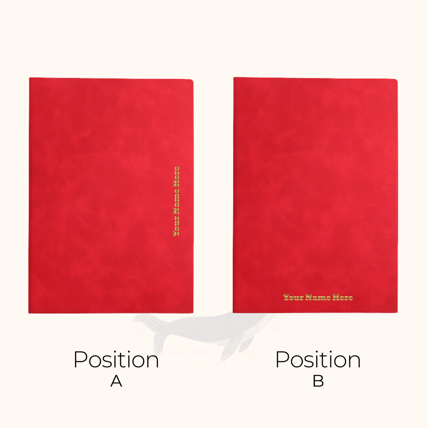PU Notebook - Gold Foil Personalized Name - Red