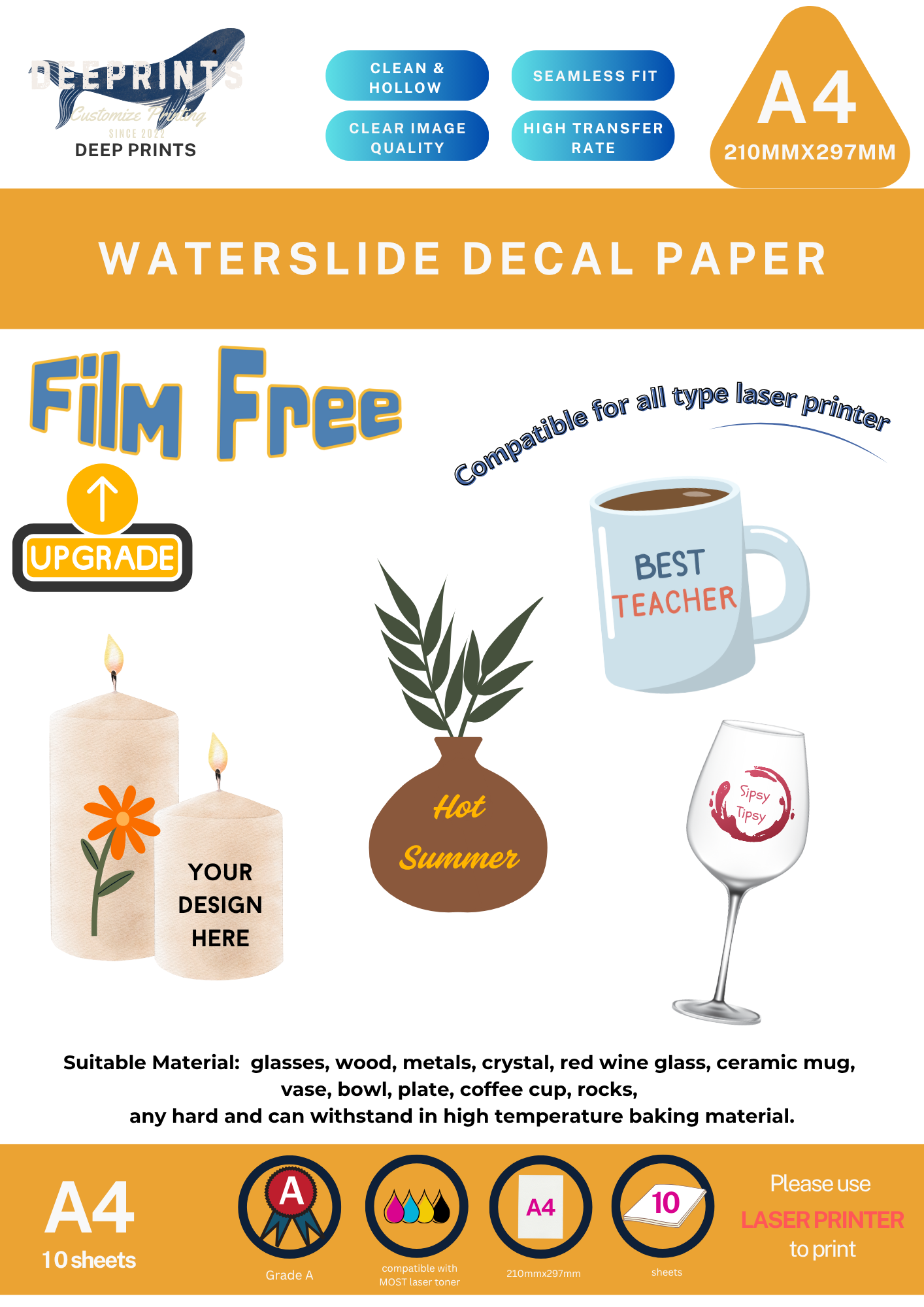 Waterslide Decal Paper 10pcs