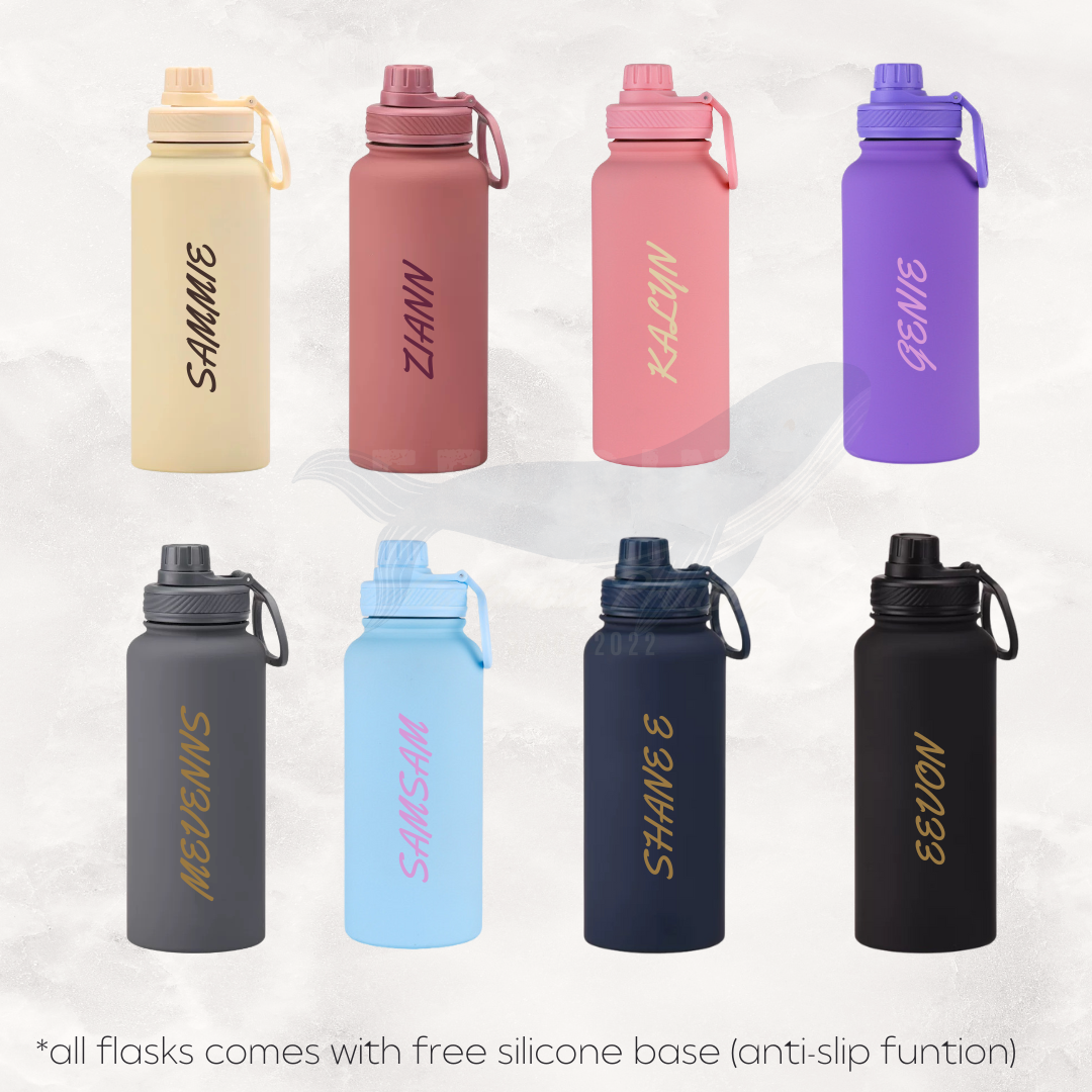Screw Lid Thermos Flask 1000ml - Navy Blue