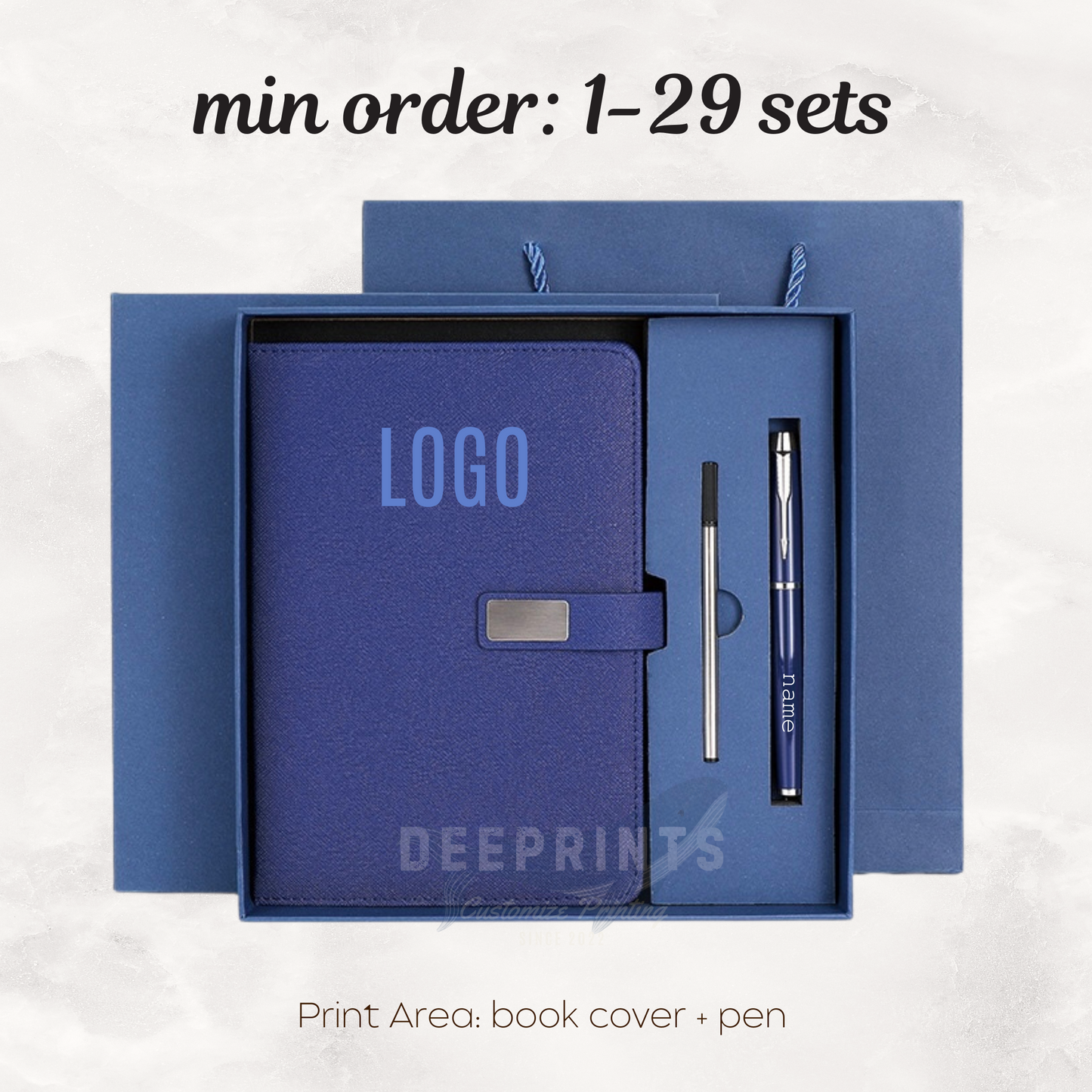 Notebook Premium Set - Gift Box Paper Bag - Navy Blue
