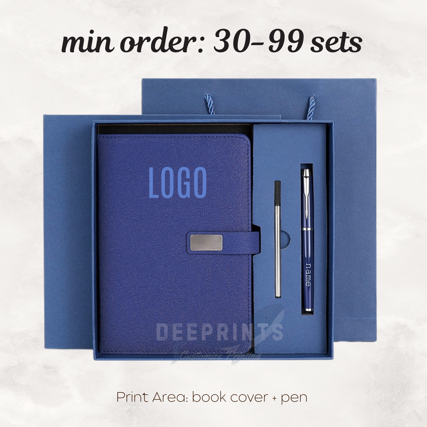 Notebook Premium Set - Gift Box Paper Bag - Navy Blue