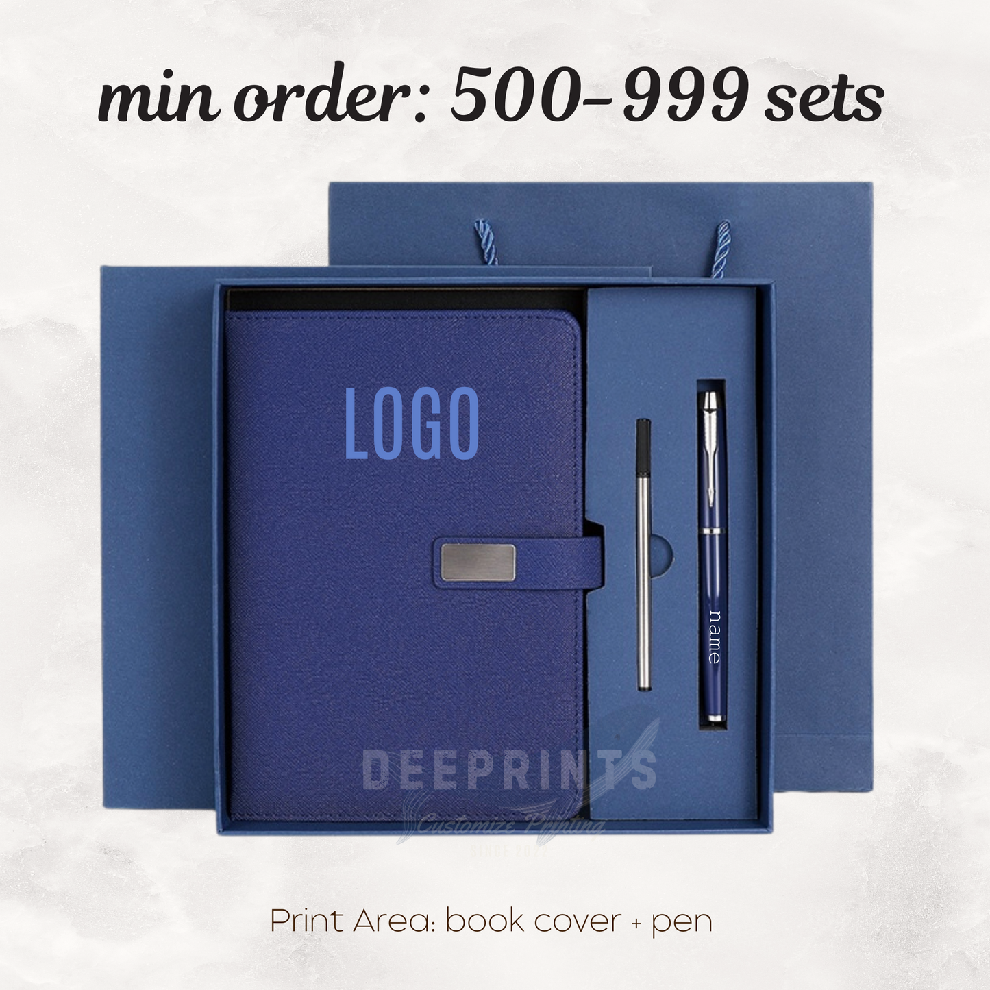 Notebook Premium Set - Gift Box Paper Bag - Navy Blue